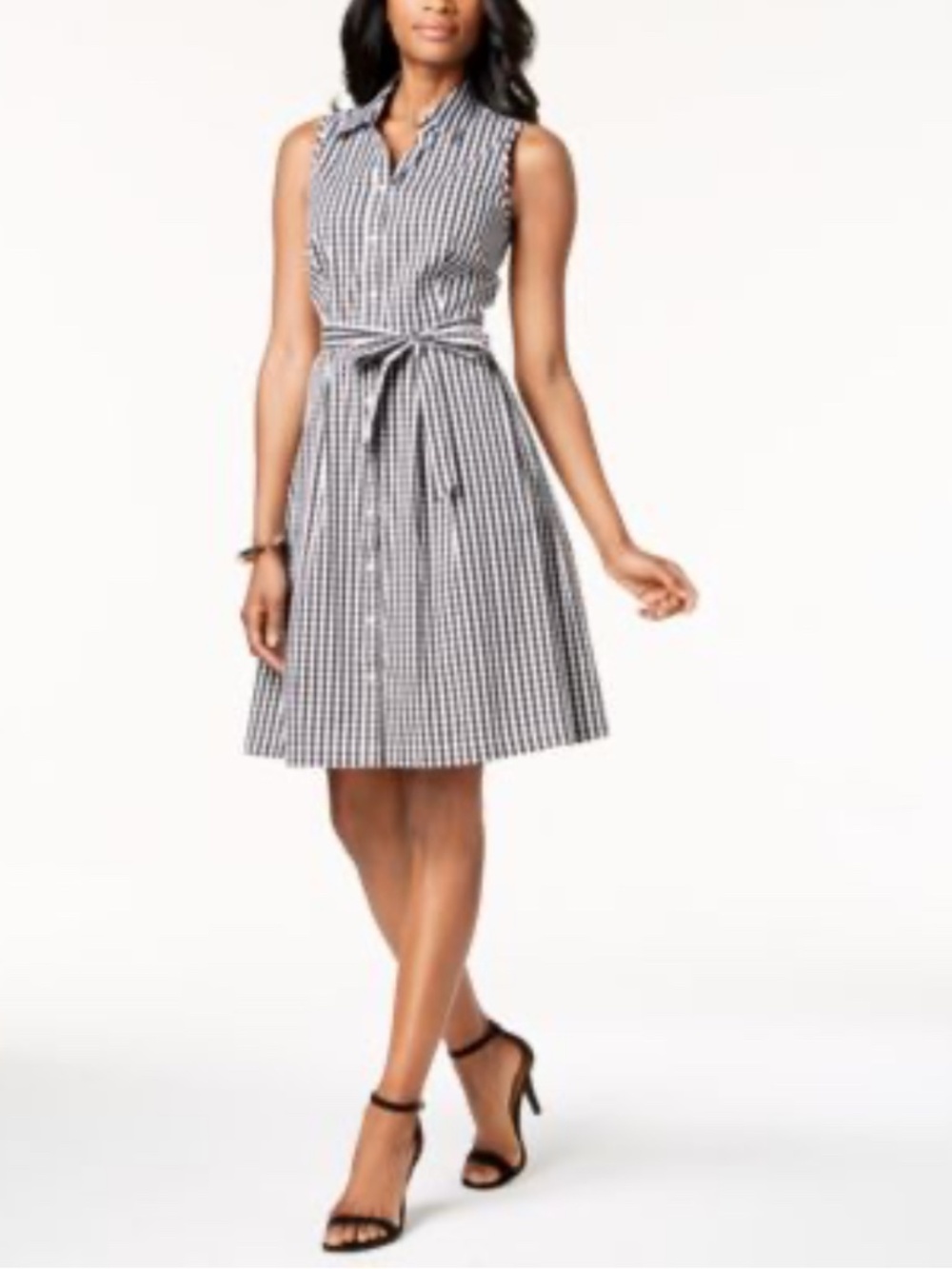 Charter Club Gingham-Print Shirtdress Dress Size Medium